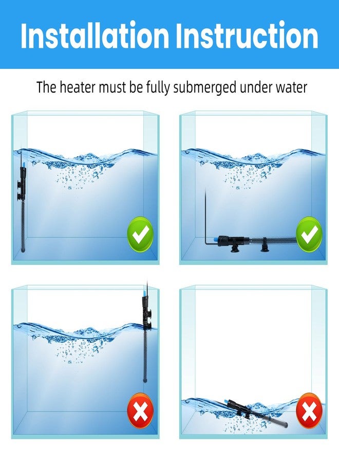 AQUANEAT سخان حوض السمك من أكوانيت، سخان حوض سمك بقوة 50 واط، ترموستات مياه غاطس قابل للتعديل مع ميزان حرارة - Image 5